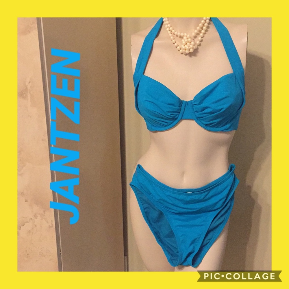 👙JANTZEN TEAL BIKINI SIZE L 36D TOP, BOTT.SIZE 10
